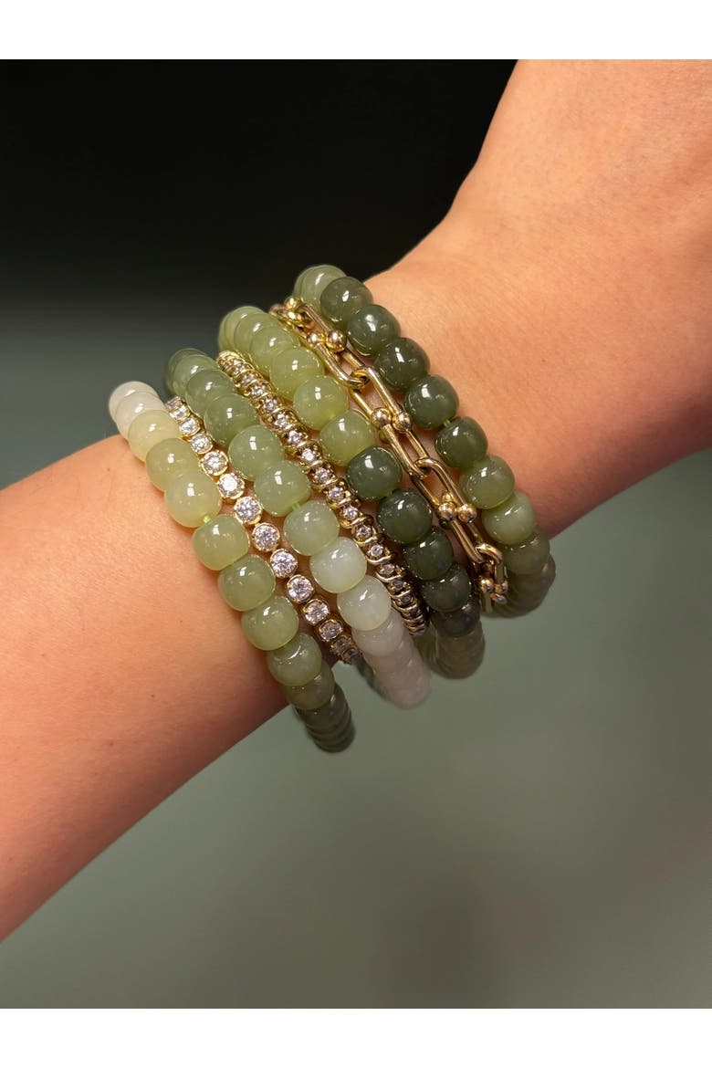 Ombre Beaded jade bracelet, Alternate, color, Green