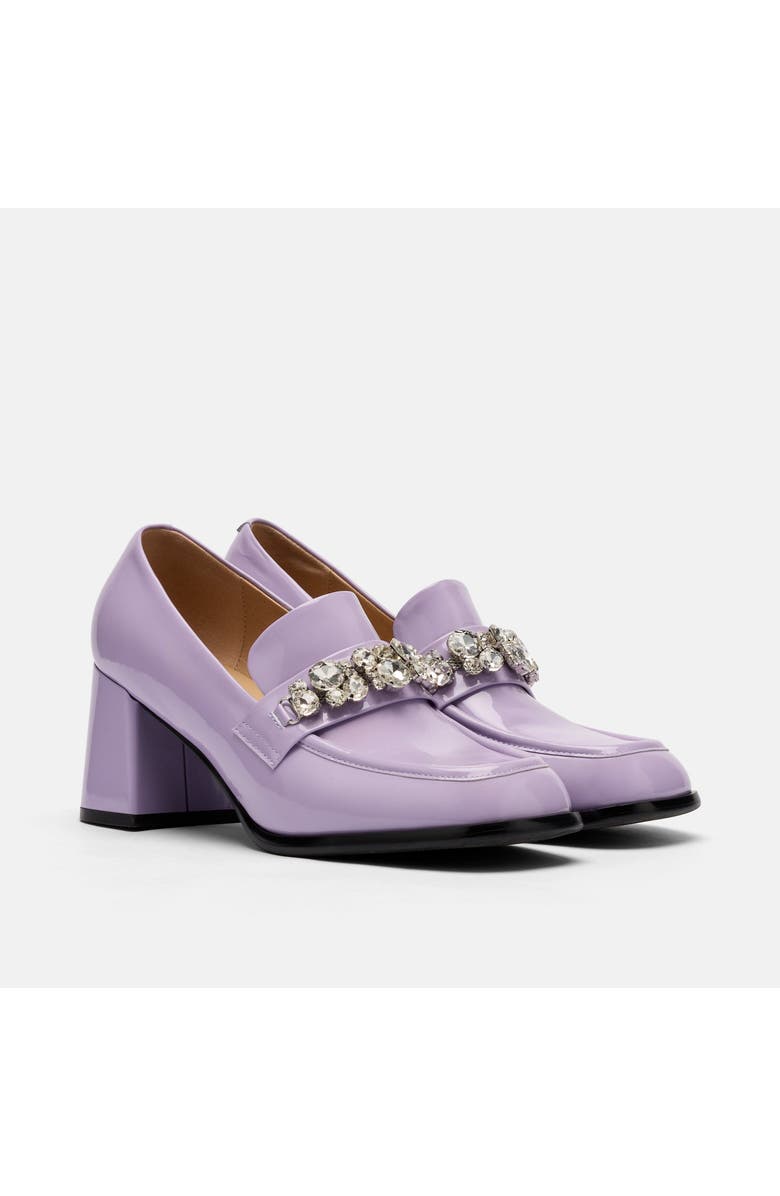MARC NOLAN Margot Leather Penny Loafer Block Pumps, Alternate, color, Lavender