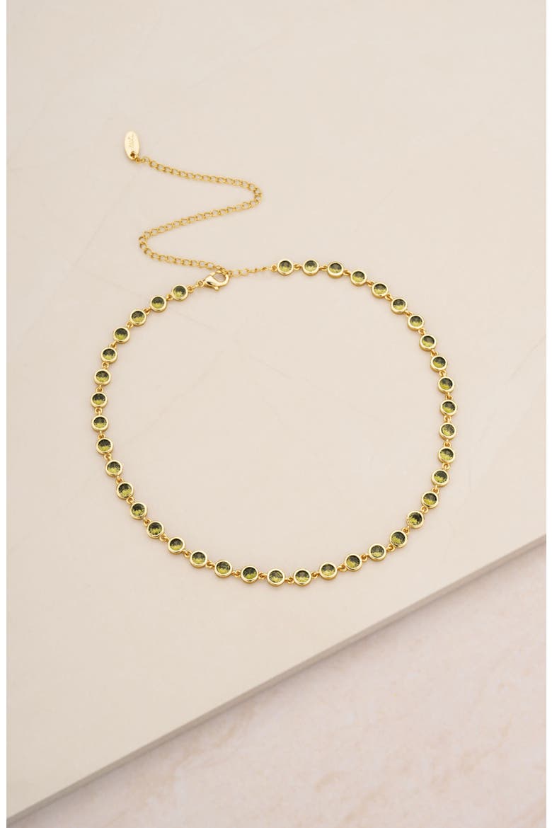 Cubic Zirconia Bezel Necklace, Alternate, color, GREEN