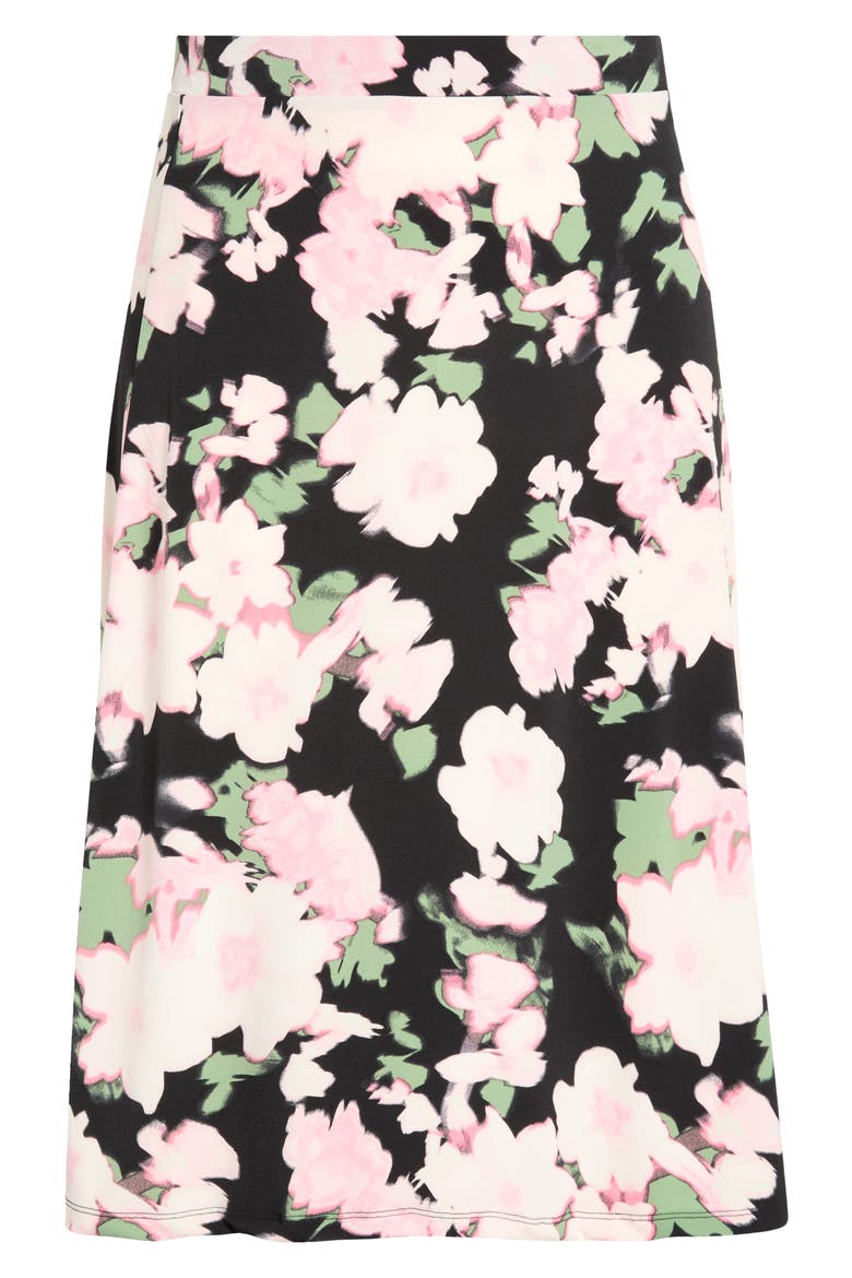 Floral Print Everyday Knit Skirt, Alternate, color, BLACK MULTI