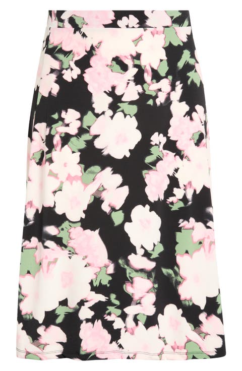 Floral Print Everyday Knit Skirt (Plus)