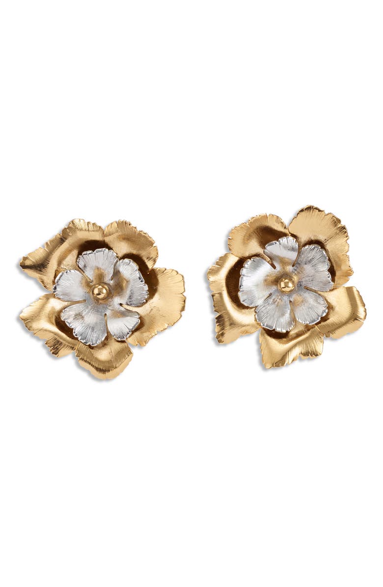 LELET NY Eden Floral Two Tone Statement Earrings, Main, color, Mixed Metal