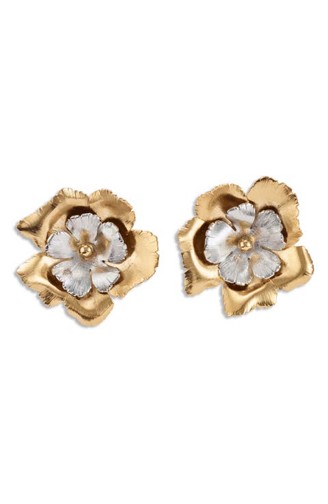 Eden Floral Two Tone Statement Earrings
