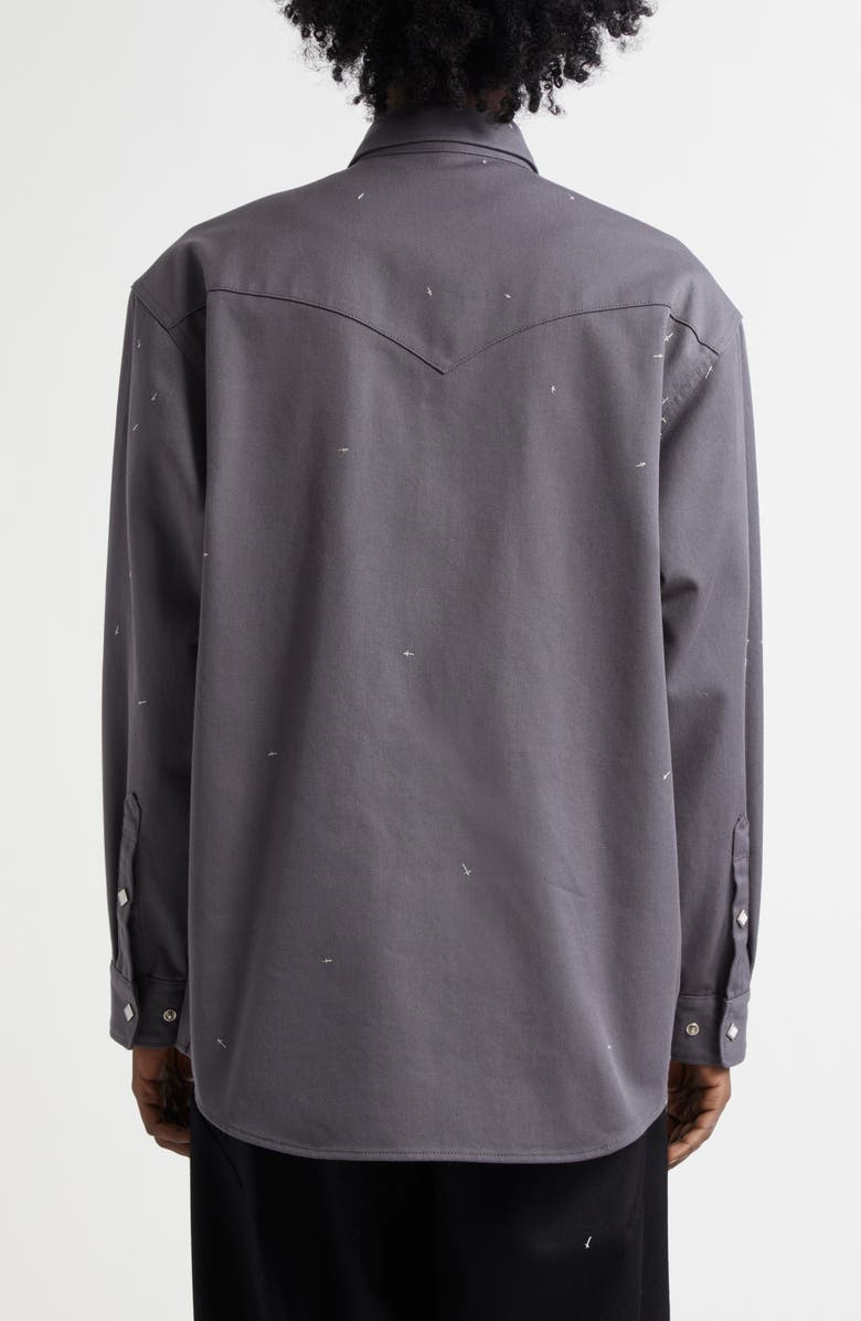 Undercover Cross Embroidered Western Twill Snap-Up Shirt, Alternate, color,