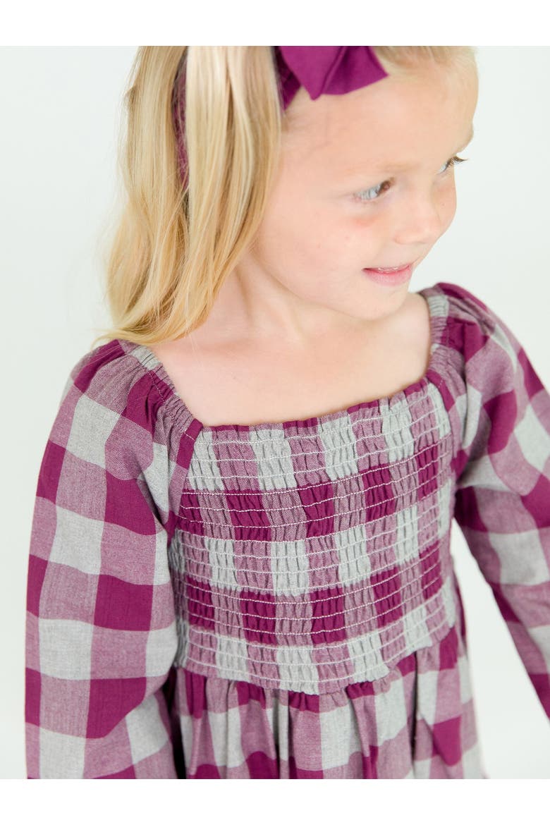 Girls Long Sleeve Smocked Ruffle Hem Dress, Alternate, color, Hartford Plaid