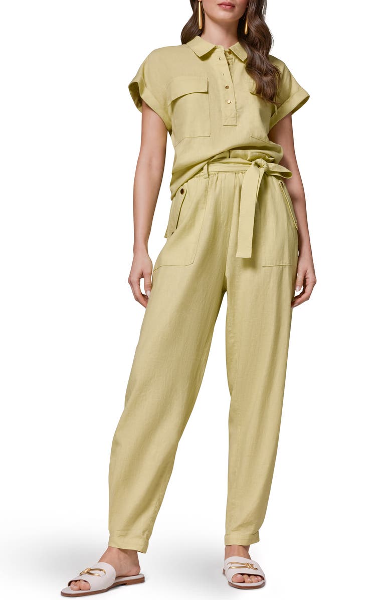 Donna Karan New York Belted Tapered Pants, Alternate, color, Citrus