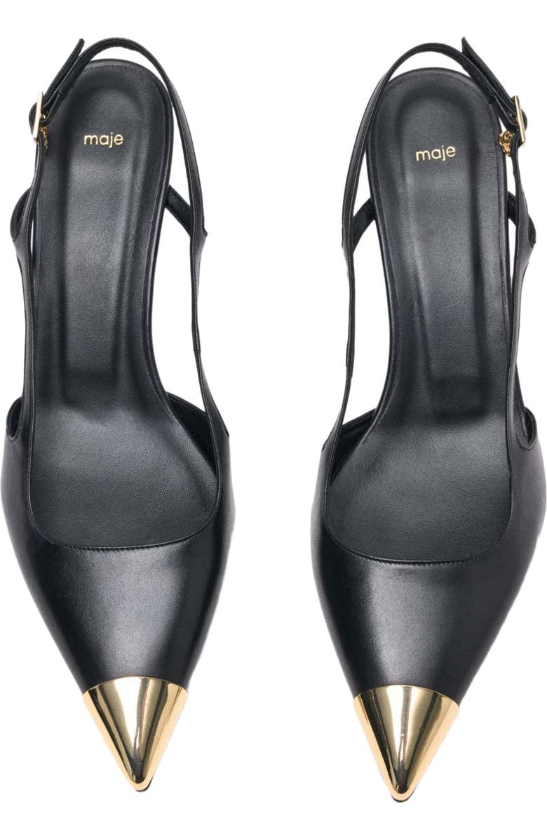 maje Smooth leather slingback pumps, Alternate, color, Black