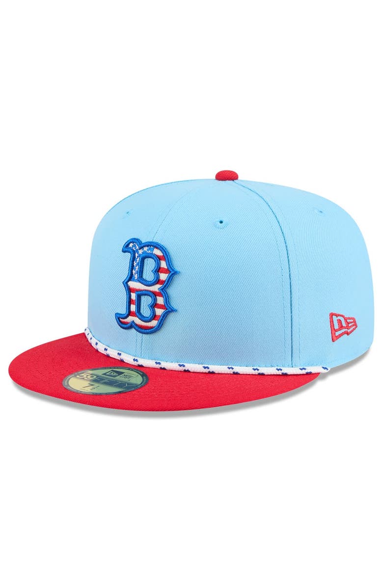 New Era Men's New Era Light Blue/Red Boston Red Sox 2025 Fourth of July 59FIFTY Fitted Hat, Main, color, Light Blue