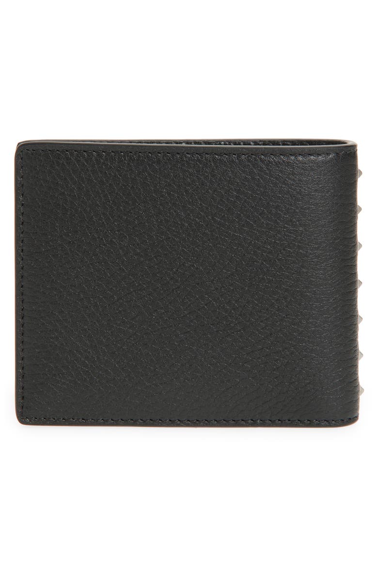 Rockstud Leather Bifold Wallet, Alternate, color, BLACK
