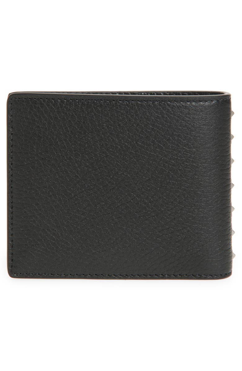 Valentino Garavani Rockstud Leather Bifold Wallet, Alternate, color, Black