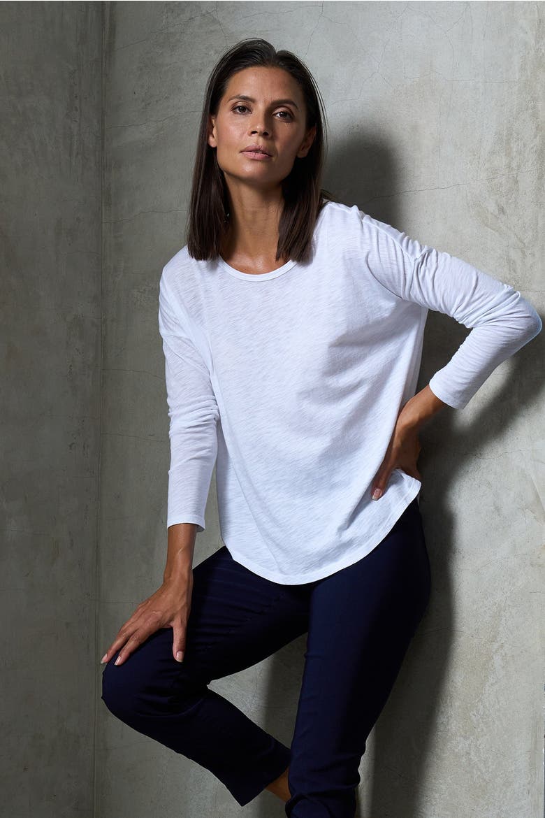 Slub Jersey Relaxed Long Sleeve Tee, Alternate, color, White