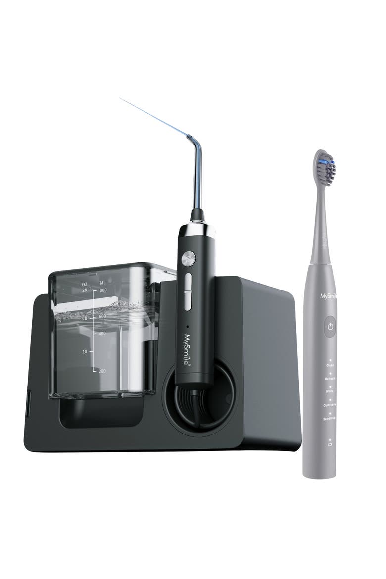 LP233 Pro UVC Countertop Water Flosser with DY156 Essential Electric Toothbrush Bundle, Main, color, Open Grey
