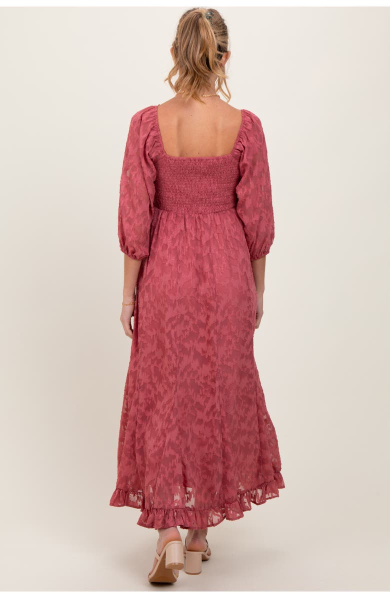 PinkBlush Textured Overlay Smocked Ruffled Hem Maxi Dress, Alternate, color, Mauve