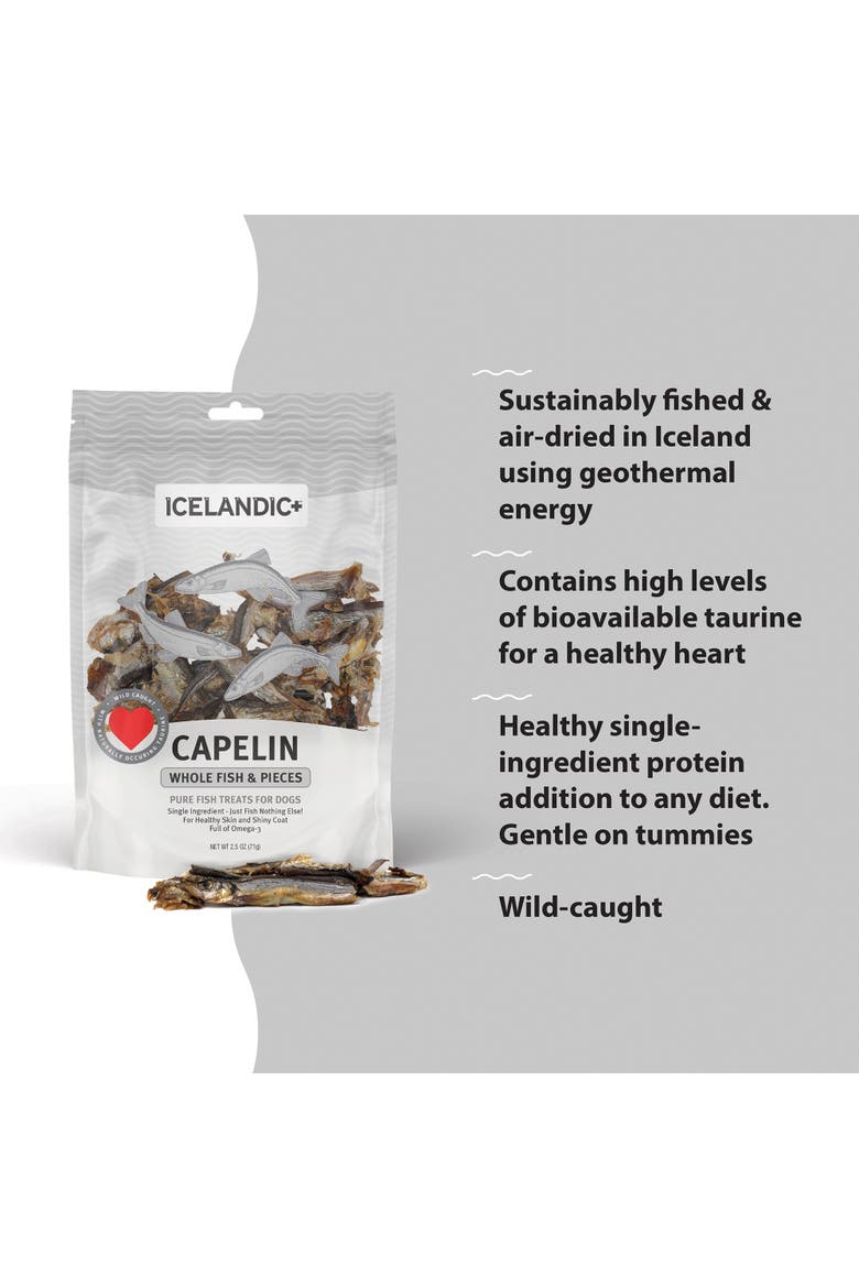 Capelin Whole Fish & Pieces Dog Treat 2.5oz Bag, Alternate, color, Multicolored