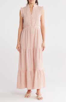 Stripe Ruffle Tiered Maxi Dress