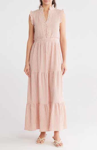 Stripe Ruffle Tiered Maxi Dress