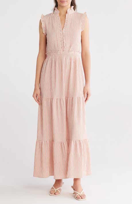Stripe Ruffle Tiered Maxi Dress