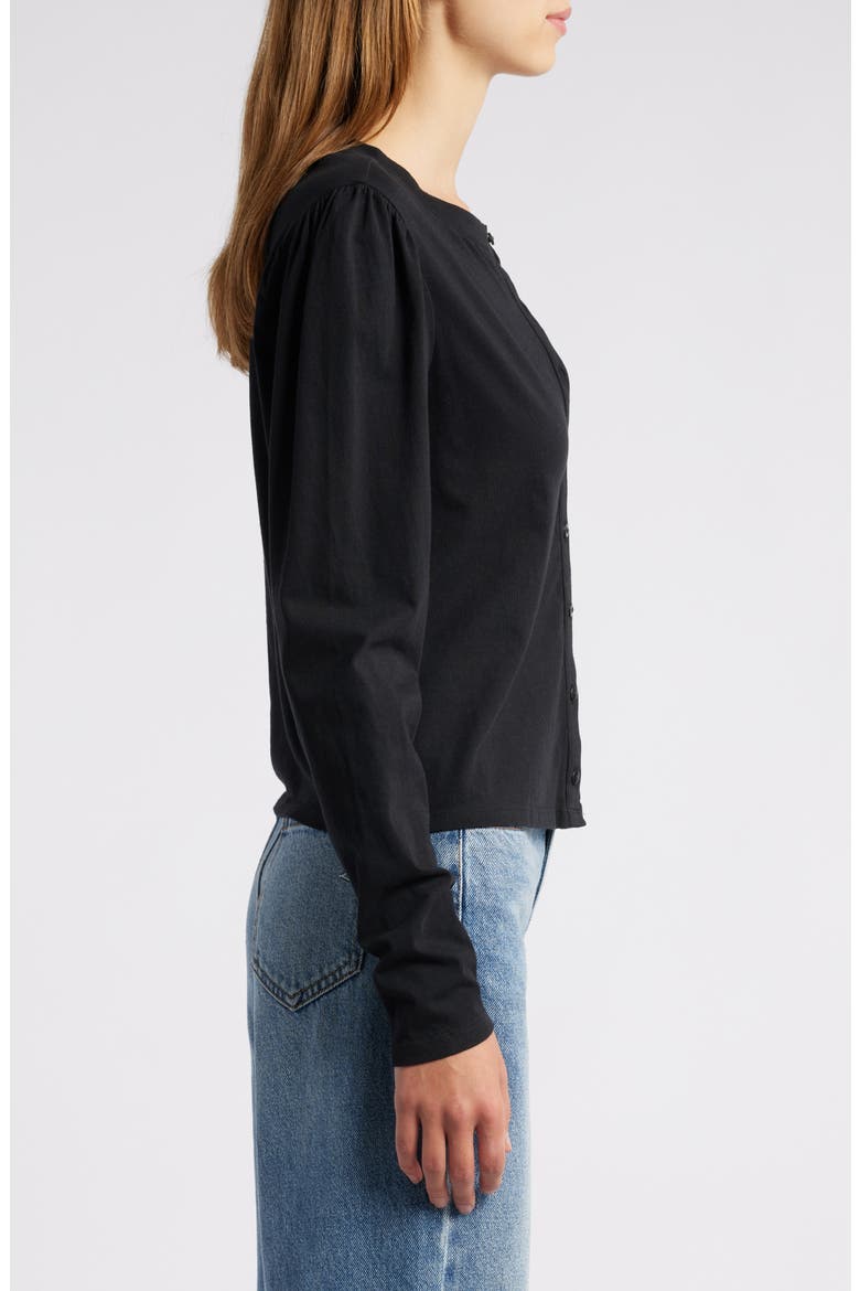 Caliban Cotton Jersey Button-Up Top, Alternate, color, BLACK