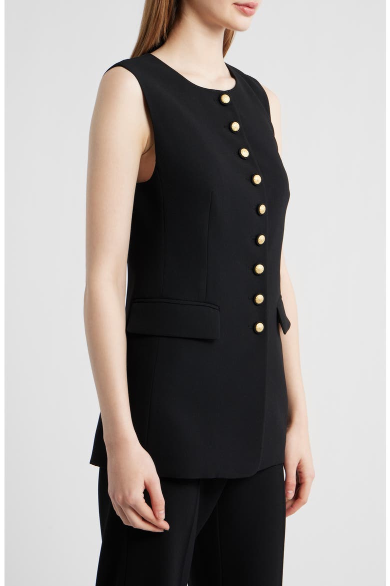 Kim Button Knit Vest, Alternate, color, BLACK