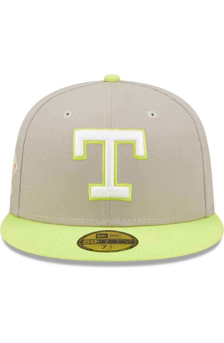 New Era Men's New Era Gray/Green Texas Rangers commemorative Arlington Stadium Cyber 59FIFTY Fitted Hat, Alternate, color, 