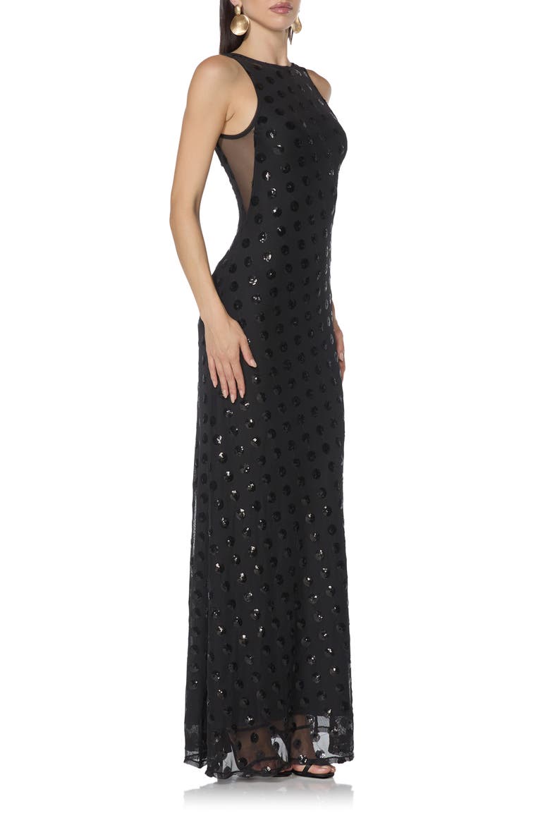 Berto Sequin Sleeveless Maxi Dress, Alternate, color, NOIR