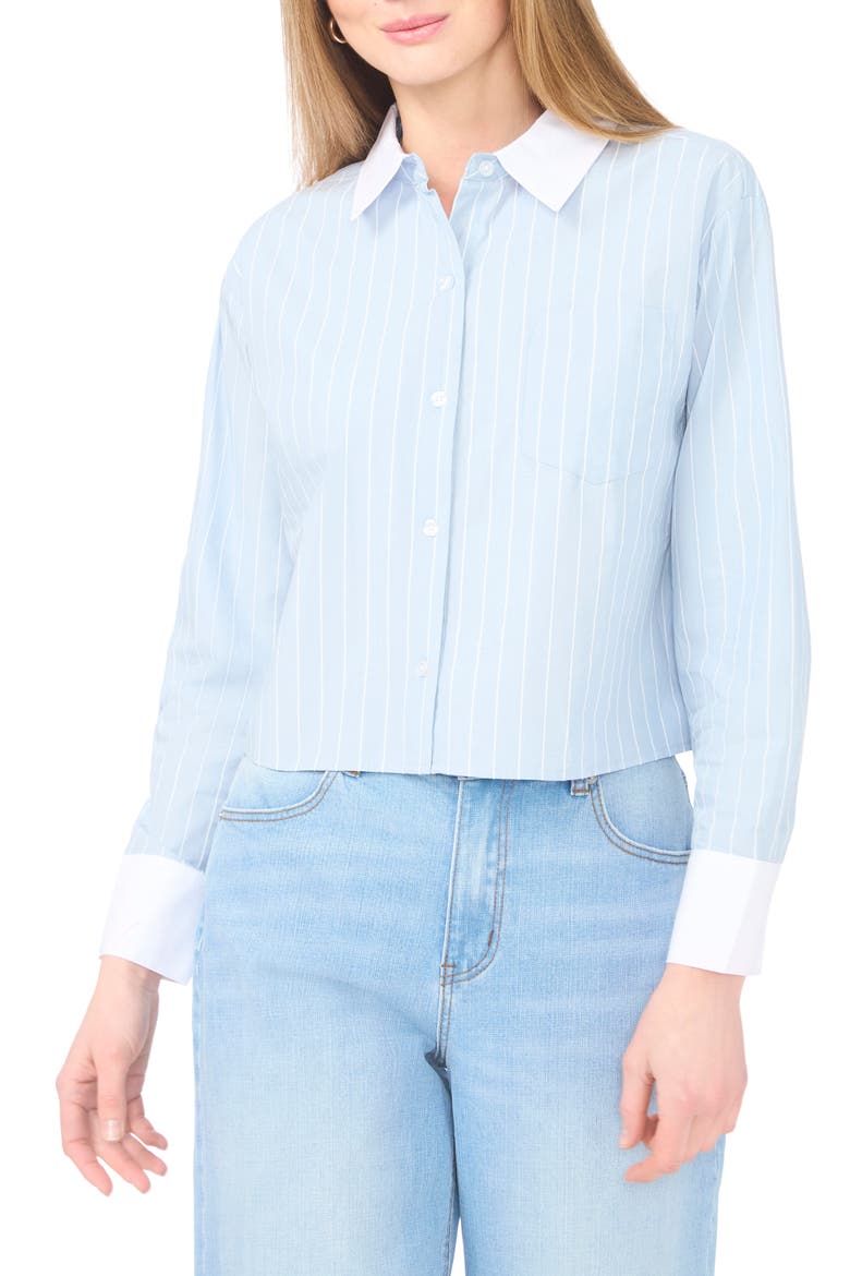 Stripe Long Sleeve Button-Up Shirt, Main, color, BLUE DENIM