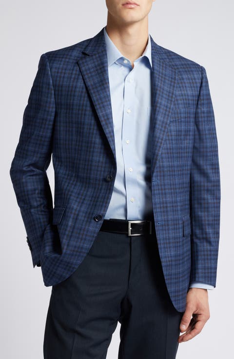 Flynn Classic Fit Check Wool Sport Coat (Regular & Big)