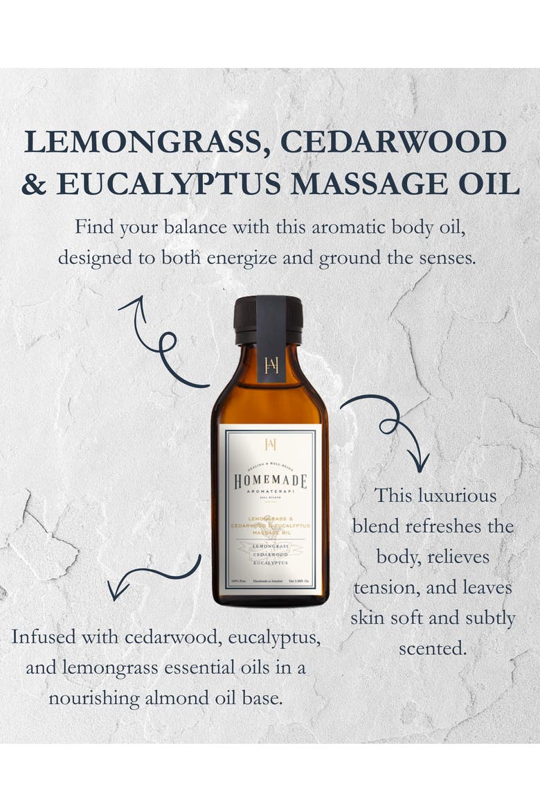 Invigorating Soothing Lemongrass Cedarwood Eucalyptus Massage Oil, Alternate, color, Golden