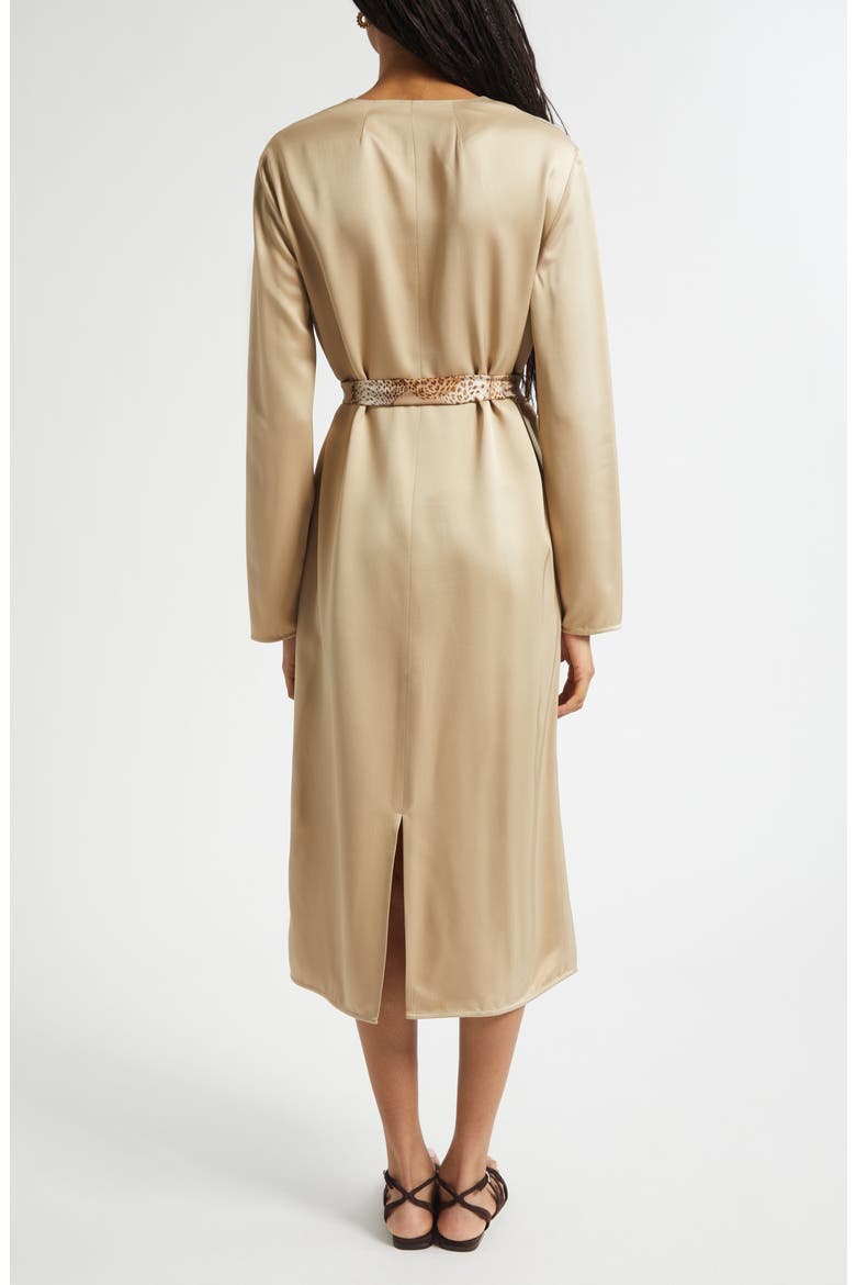 Rebellion Long Sleeve Twill Midi Dress, Alternate, color, CHAMPAGNE