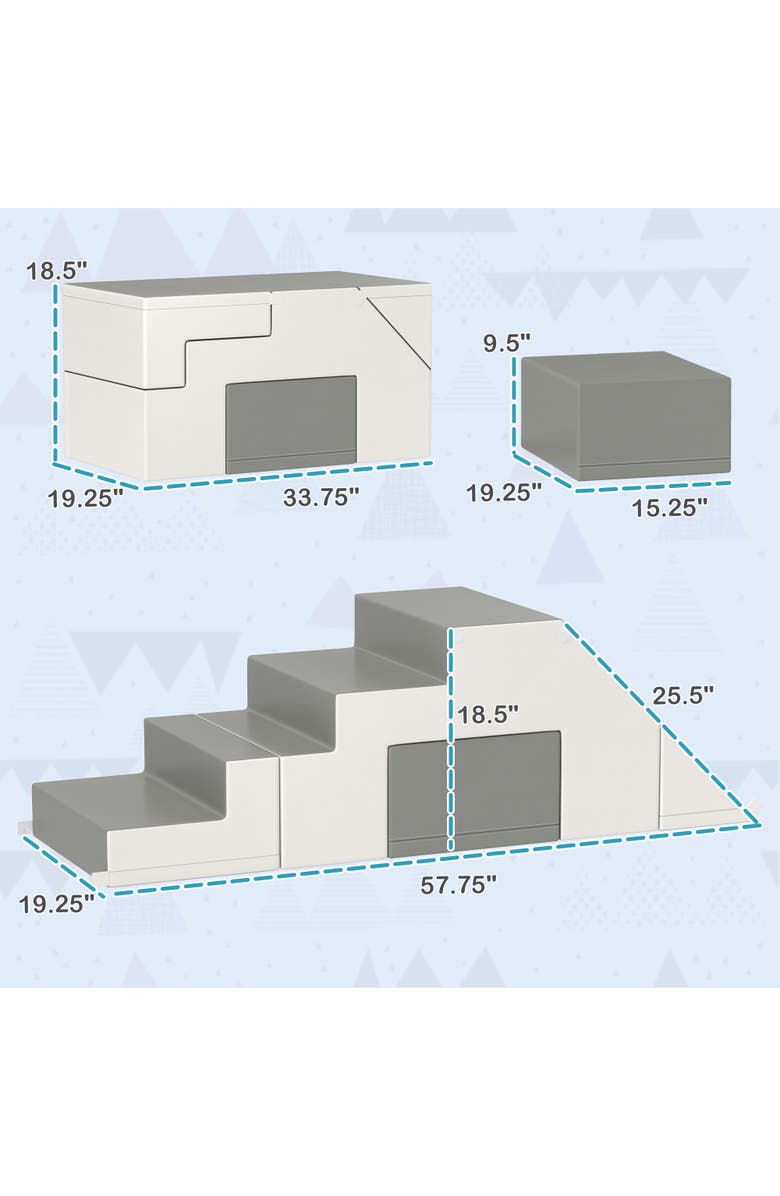 Qaba Soft Play, Foam Climbing Toys for Toddlers, 2 Piece Climbing Blocks, Alternate, color, Light Gray