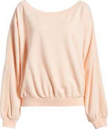 BP. Lace Trim Off the Shoulder Cotton Blend Sweatshirt