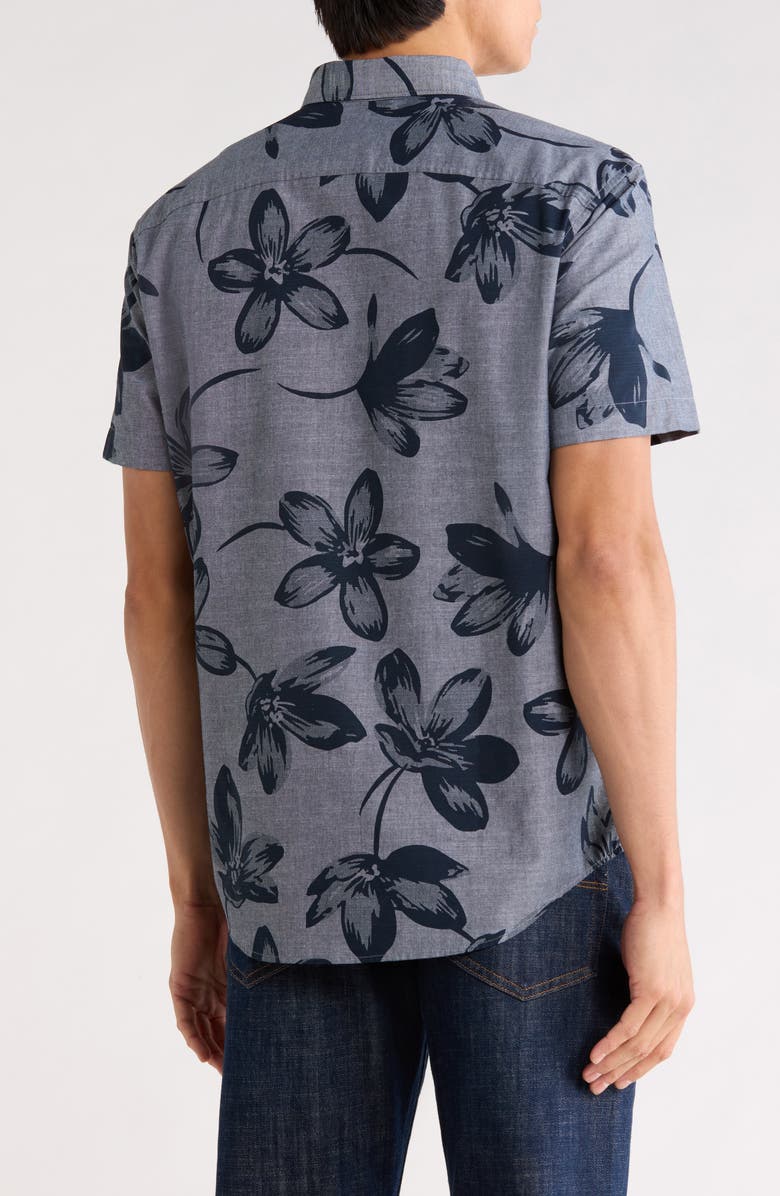 Original Penguin Chambray Flower Button-Down Shirt, Alternate, color, Dark Sapphire
