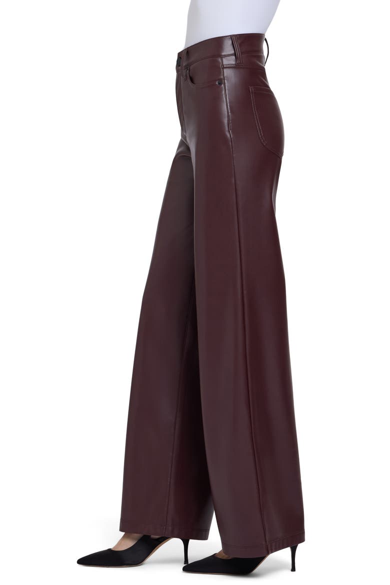 Teresa Faux Leather Wide Leg Pants, Alternate, color, BITTER CHOCOLATE
