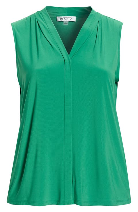 Pleat Front Sleeveless Top (Plus)