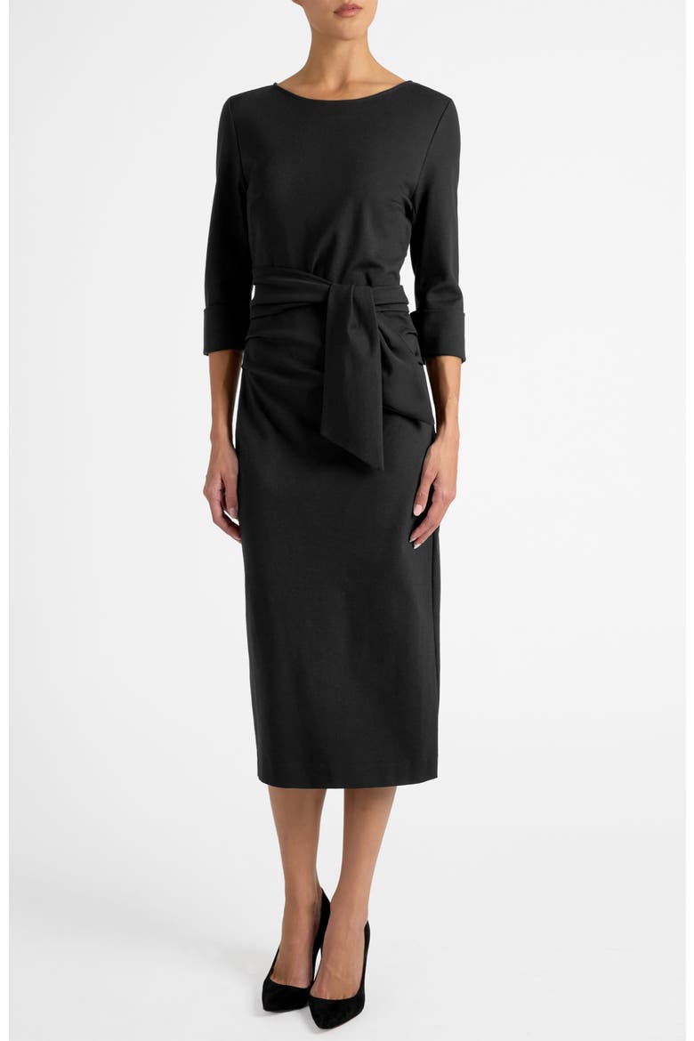 Trinity Midi Sheath Dress in Punto Milano, Alternate, color, BLACK