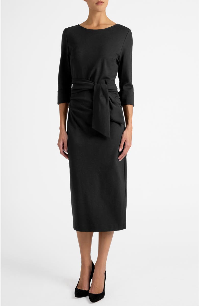 Santorelli Trinity Midi Sheath Dress in Punto Milano, Alternate, color, Black