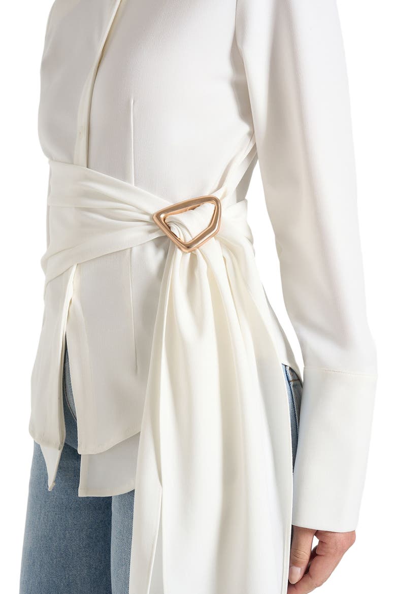Fia Wrap Shirt With Hardware Detail, Alternate, color, White
