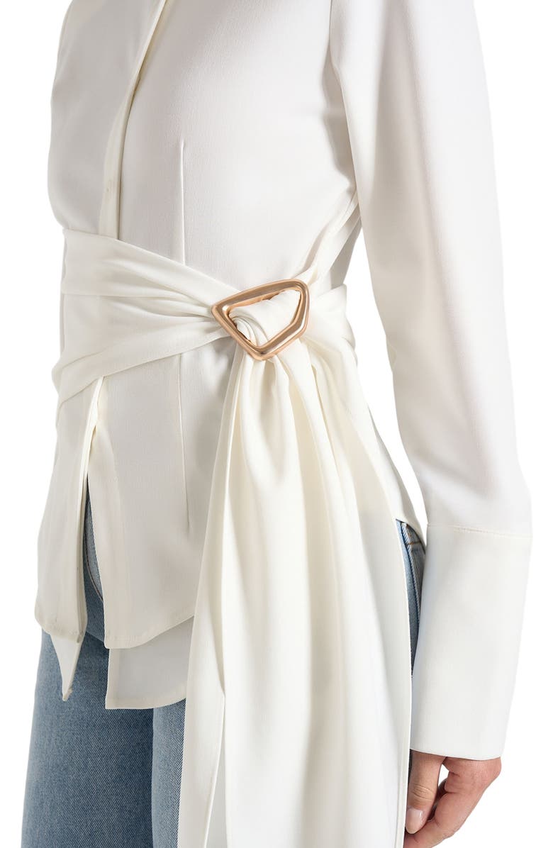 Manière De Voir Fia Wrap Shirt With Hardware Detail, Alternate, color, White