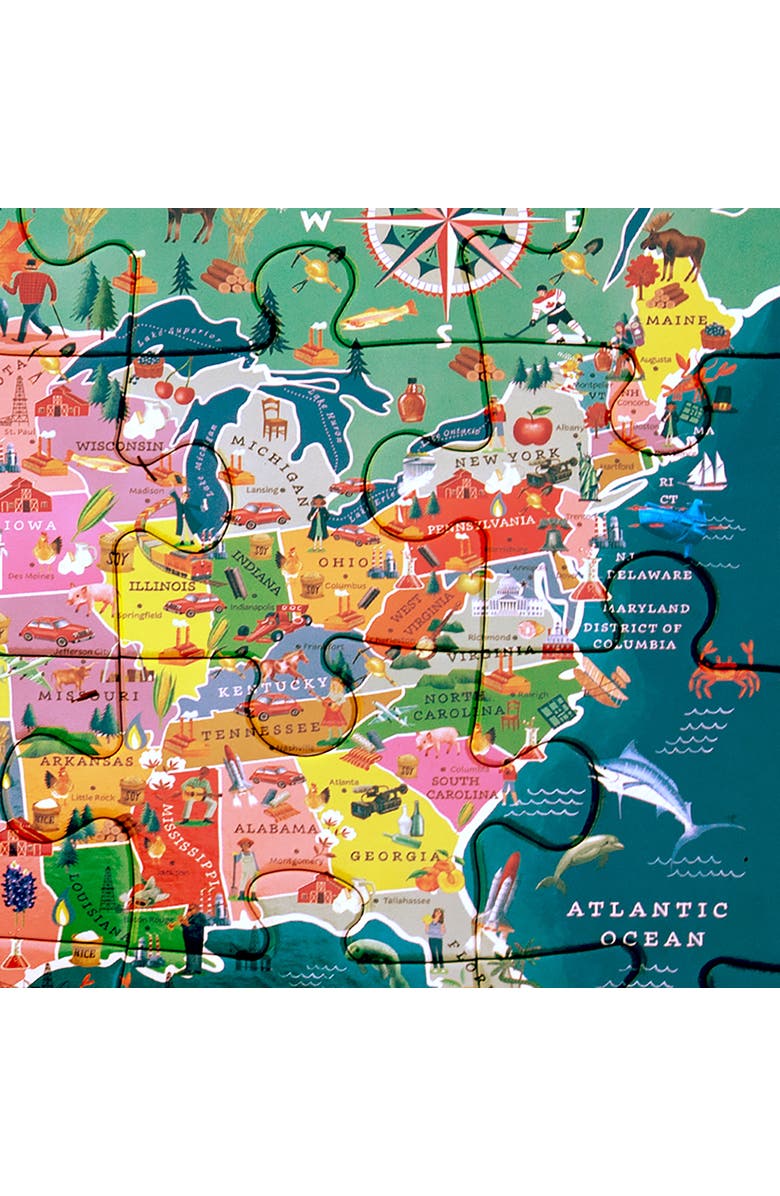eeBoo USA Map, 20 Piece Puzzle, 11x15 Inch Geography & Cultural Awareness Jigsaw, Alternate, color, Multicolored
