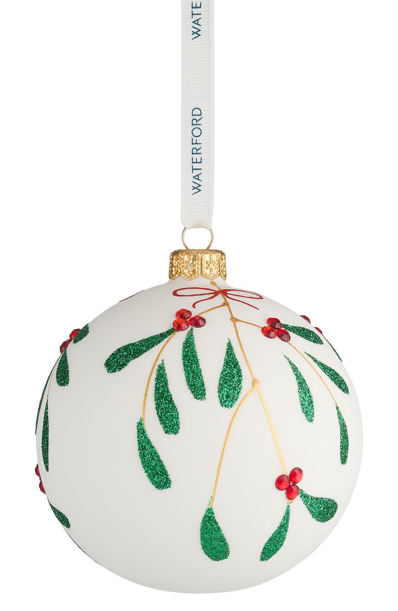 Waterford Holiday Heirlooms Mistletoe Glass Ornament, Main, color, Multi