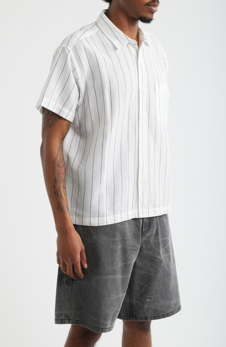 Obey Joe Stripe Short Sleeve Button-Up Shirt, Alternate, color, White Multi
