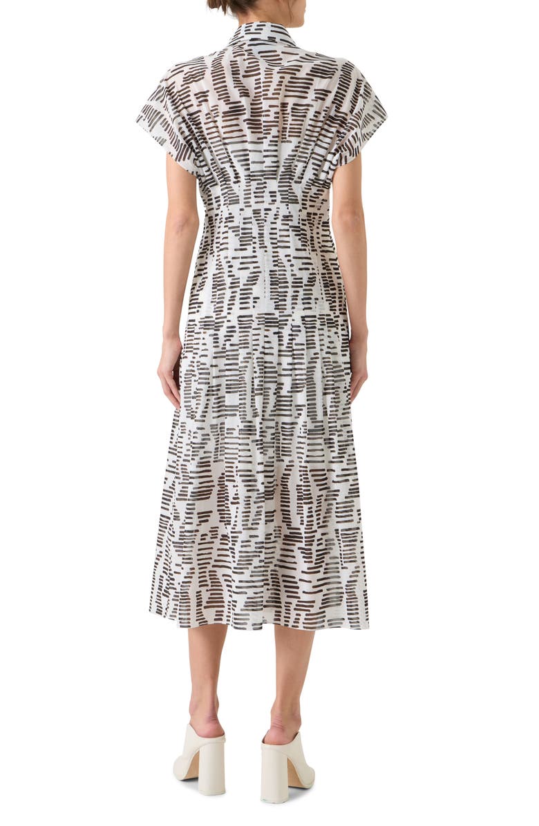 Akris Dance Movements Print Cotton Poplin Shirtdress, Alternate, color, Ecru-Black