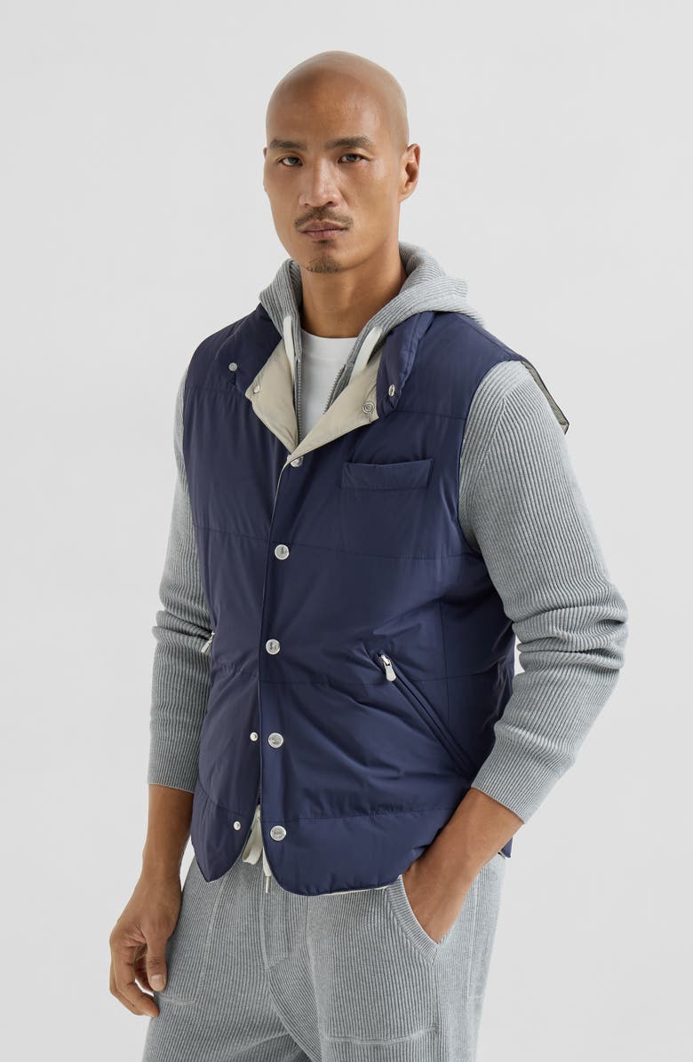 Brunello Cucinelli Nylon down vest, Alternate, color, Blue