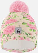 Deux par Deux Vintage Rose Fleece-Lined Knit Hat with Pompom