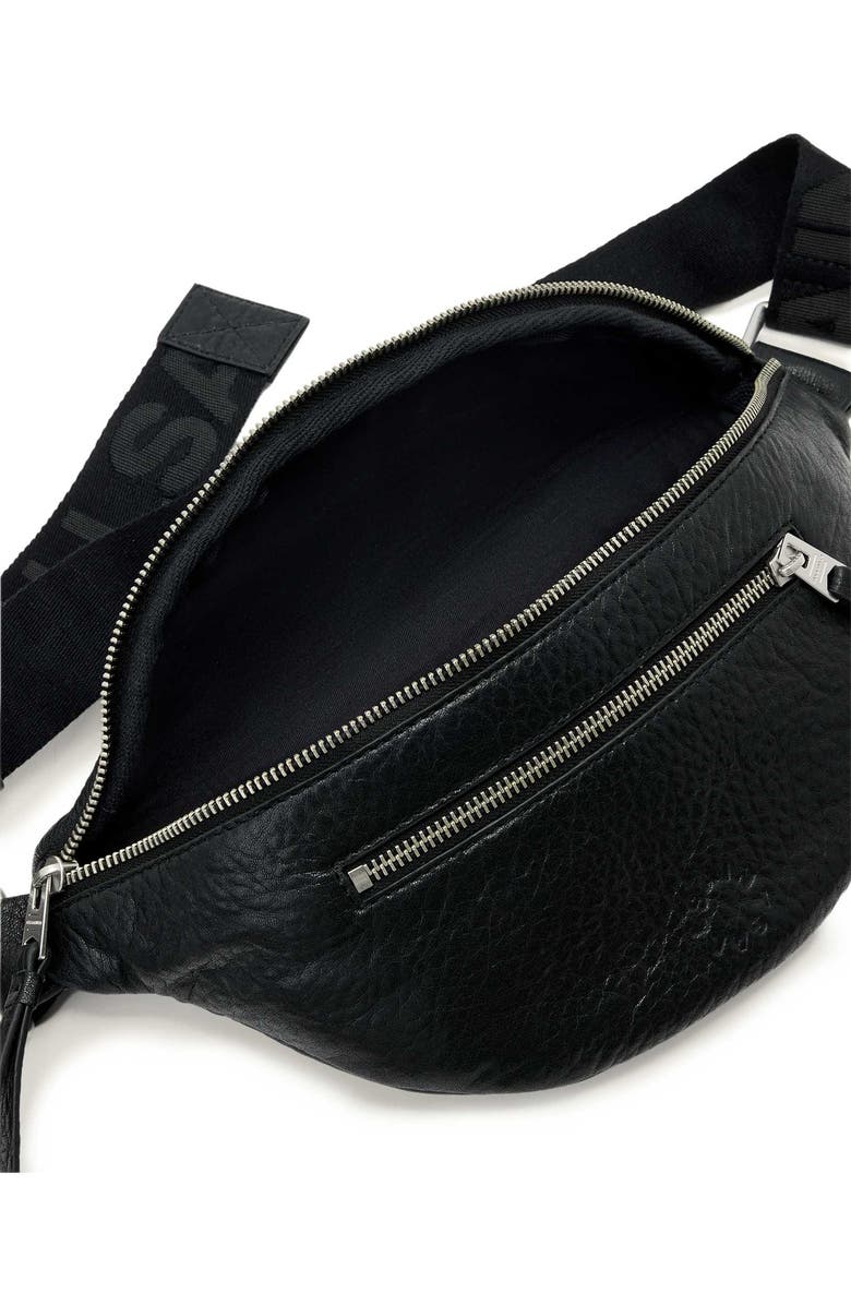 AllSaints Itoko Lambskin Leather Bum Bag, Alternate, color, Black