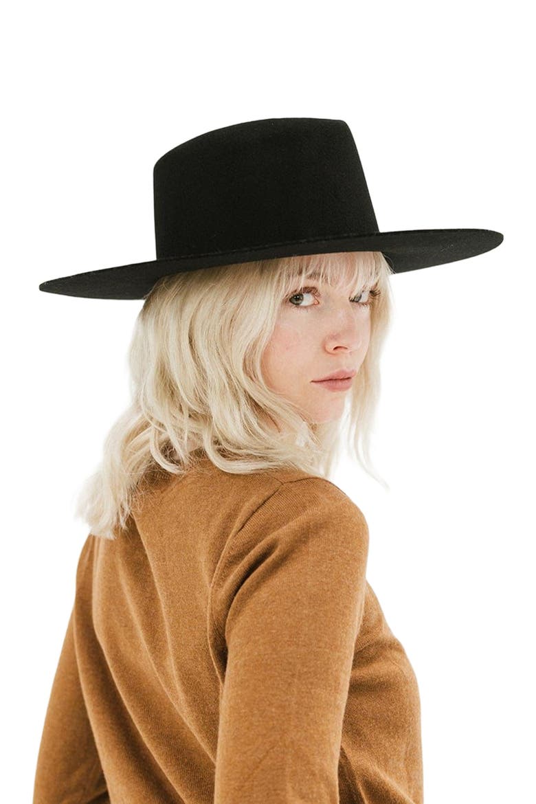 Dakota Wide Brim Felt Hat, Alternate, color, Black