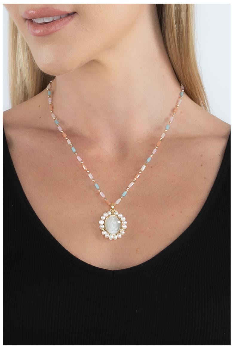 The Luxe Collection Virgin Mary Shell Pendant Necklace, Alternate, color, GOLD