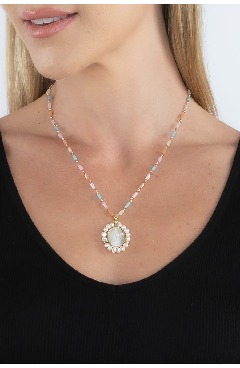 EYE CANDY LOS ANGELES The Luxe Collection Virgin Mary Shell Pendant Necklace, Alternate, color, Gold