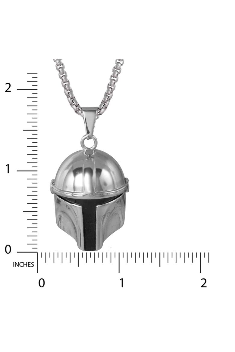 Boba Fett Helmet Pendant Necklace, 22" Box Chain, Alternate, color, Silver