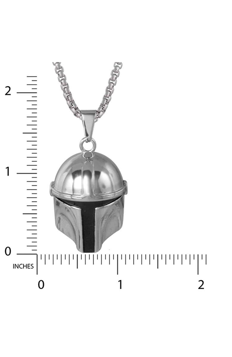 Star Wars Boba Fett Helmet Pendant Necklace, 22" Box Chain, Alternate, color, Silver